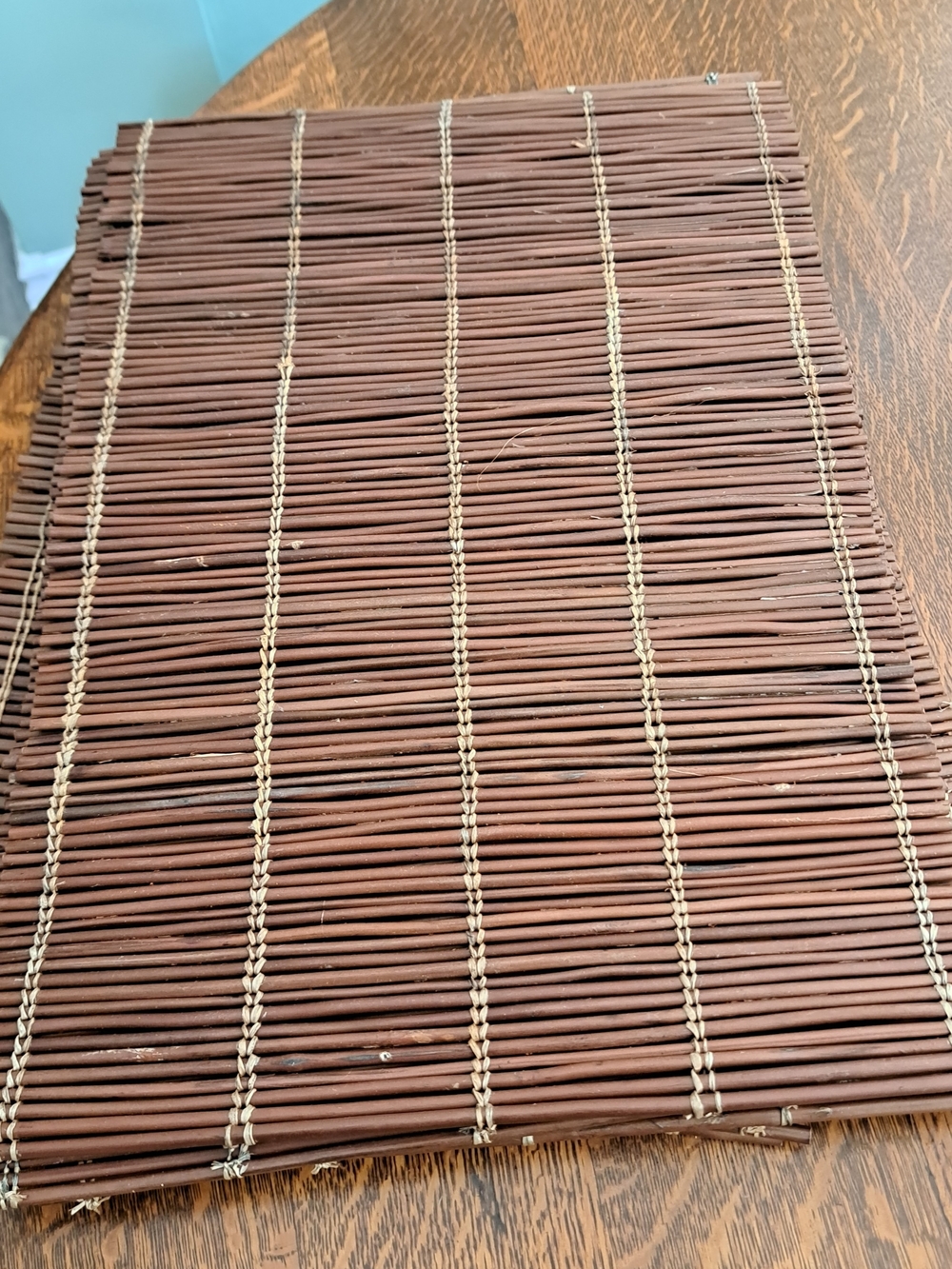 Brown Bamboo Roll-Up Placemat.  6 Placemats